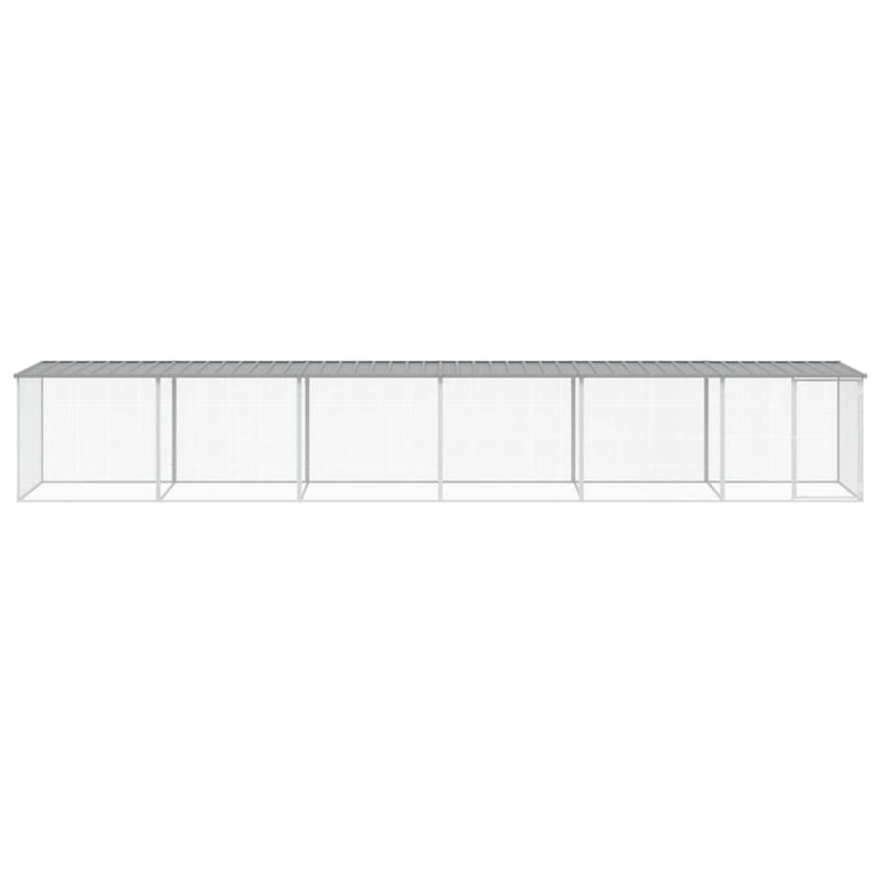 vidaXL világosszürke horganyzott acél tyúkketrec tetővel 603x98x90 cm