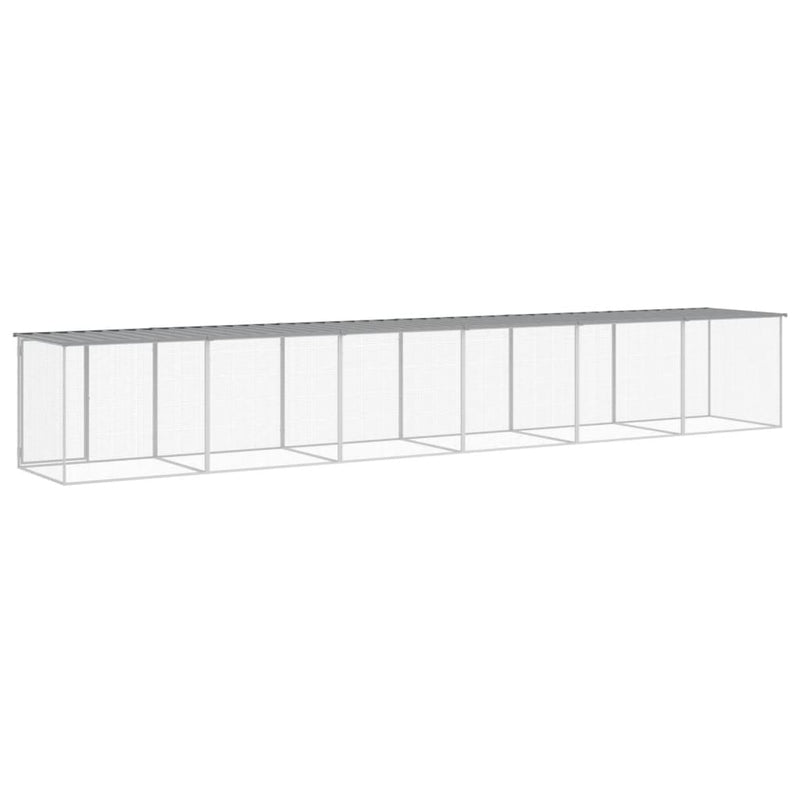 vidaXL világosszürke horganyzott acél tyúkketrec tetővel 603x98x90 cm