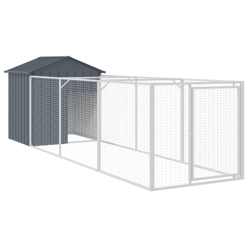 vidaXL antracitszürke horganyzott acél kutyakennel 117 x 405 x 123 cm