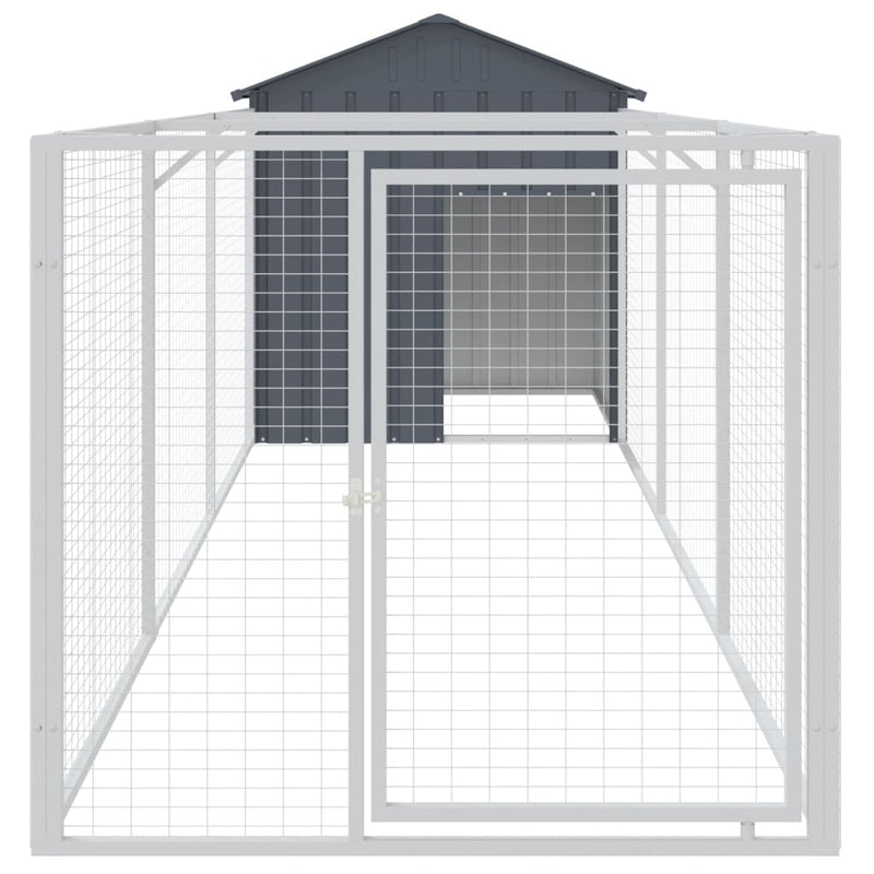 vidaXL antracitszürke horganyzott acél kutyakennel 117 x 405 x 123 cm