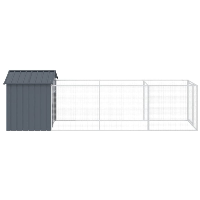 vidaXL antracitszürke horganyzott acél kutyakennel 117 x 405 x 123 cm