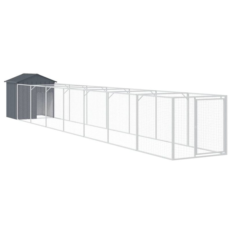vidaXL antracitszürke horganyzott acél kutyakennel 117 x 813 x 123 cm
