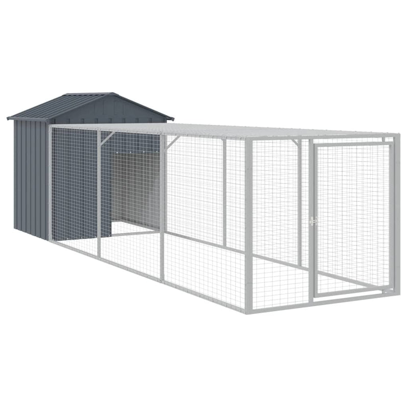 vidaXL antracit horganyzott acél tyúkketrec kifutóval 117x405x123 cm