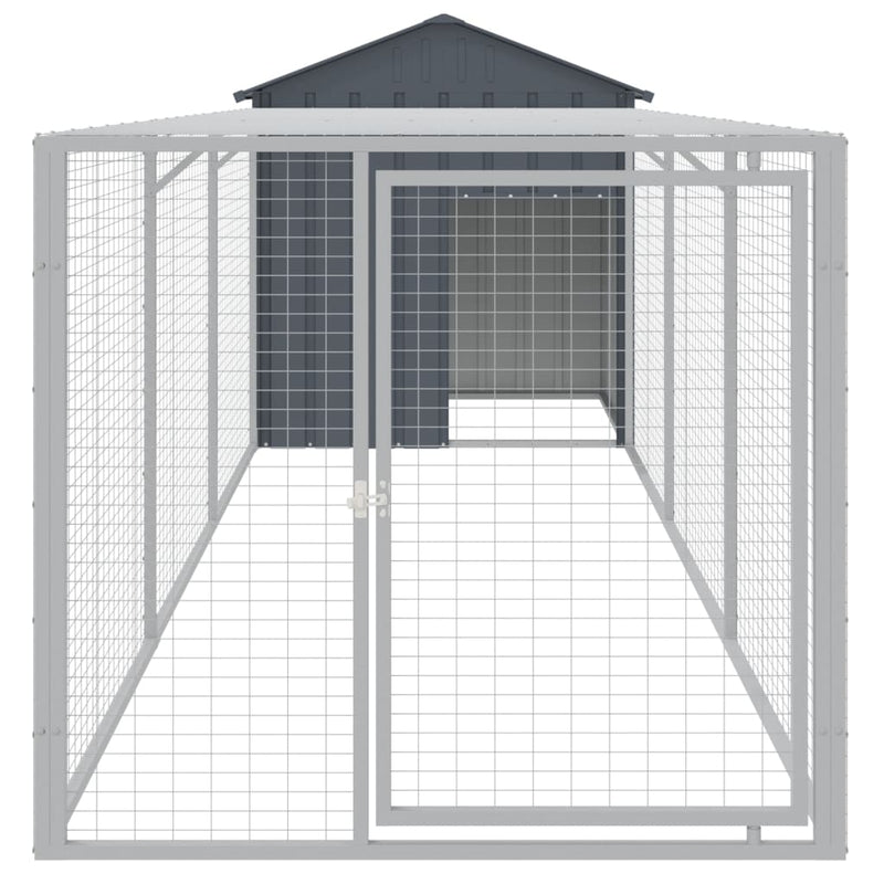 vidaXL antracit horganyzott acél tyúkketrec kifutóval 117x405x123 cm