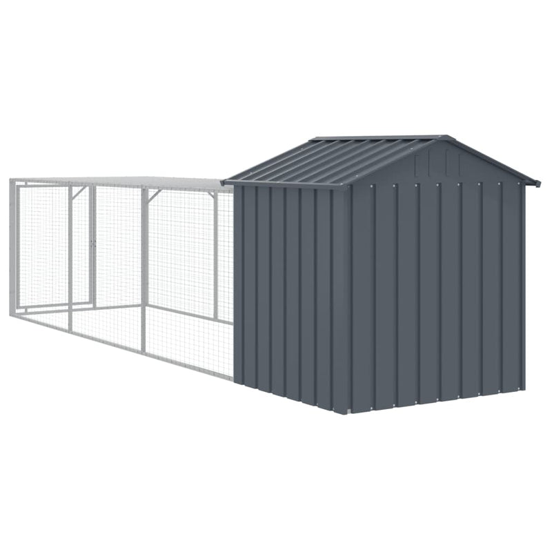 vidaXL antracit horganyzott acél tyúkketrec kifutóval 117x405x123 cm