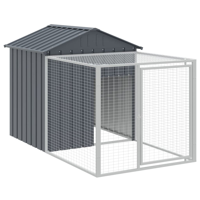 vidaXL antracit horganyzott acél tyúkketrec kifutóval 117x405x123 cm