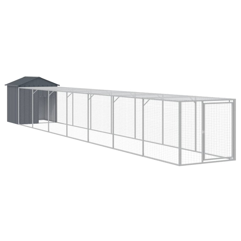 vidaXL antracit horganyzott acél tyúkketrec kifutóval 117x813x123 cm