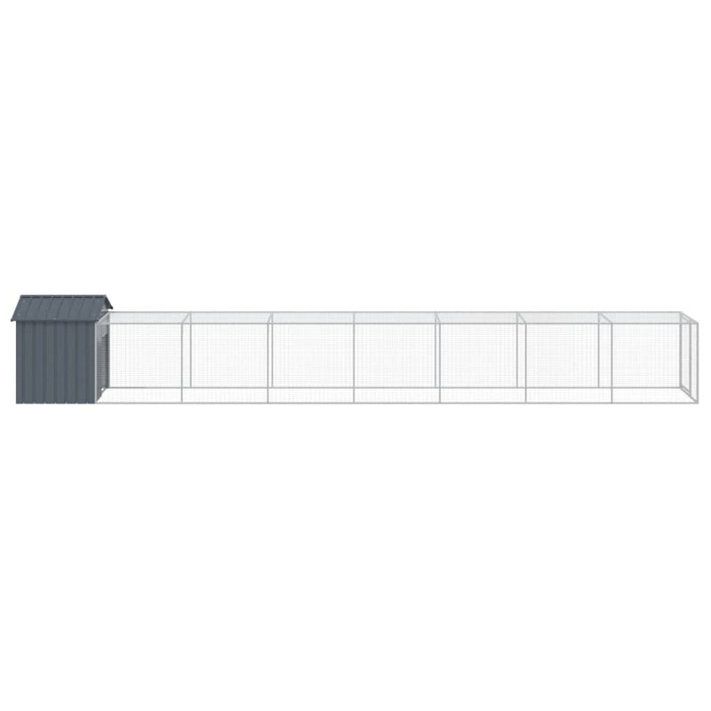 vidaXL antracit horganyzott acél tyúkketrec kifutóval 117x813x123 cm