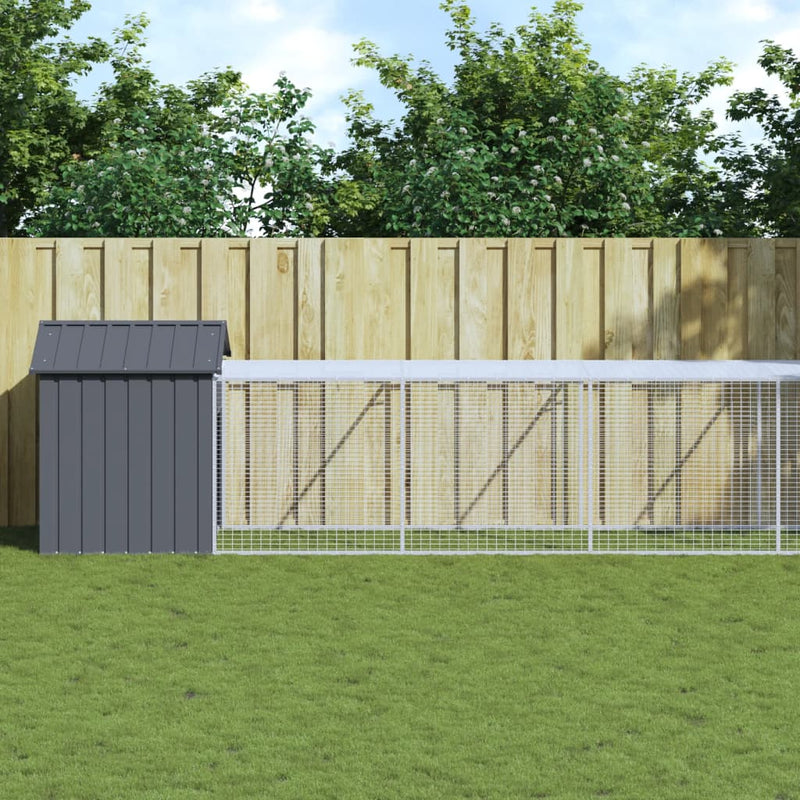 vidaXL antracit horganyzott acél tyúkketrec kifutóval 117x813x123 cm