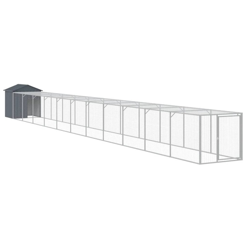 vidaXL antracit horganyzott acél tyúkketrec kifutóval 117x1221x123 cm