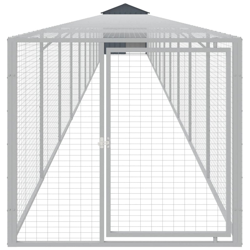 vidaXL antracit horganyzott acél tyúkketrec kifutóval 117x1221x123 cm