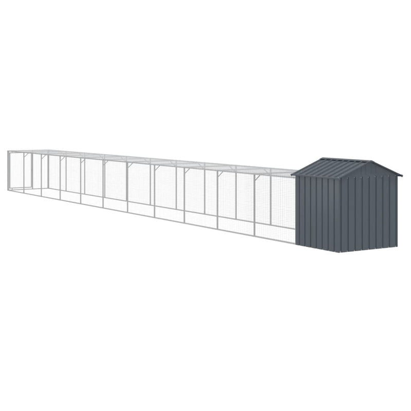 vidaXL antracit horganyzott acél tyúkketrec kifutóval 117x1221x123 cm