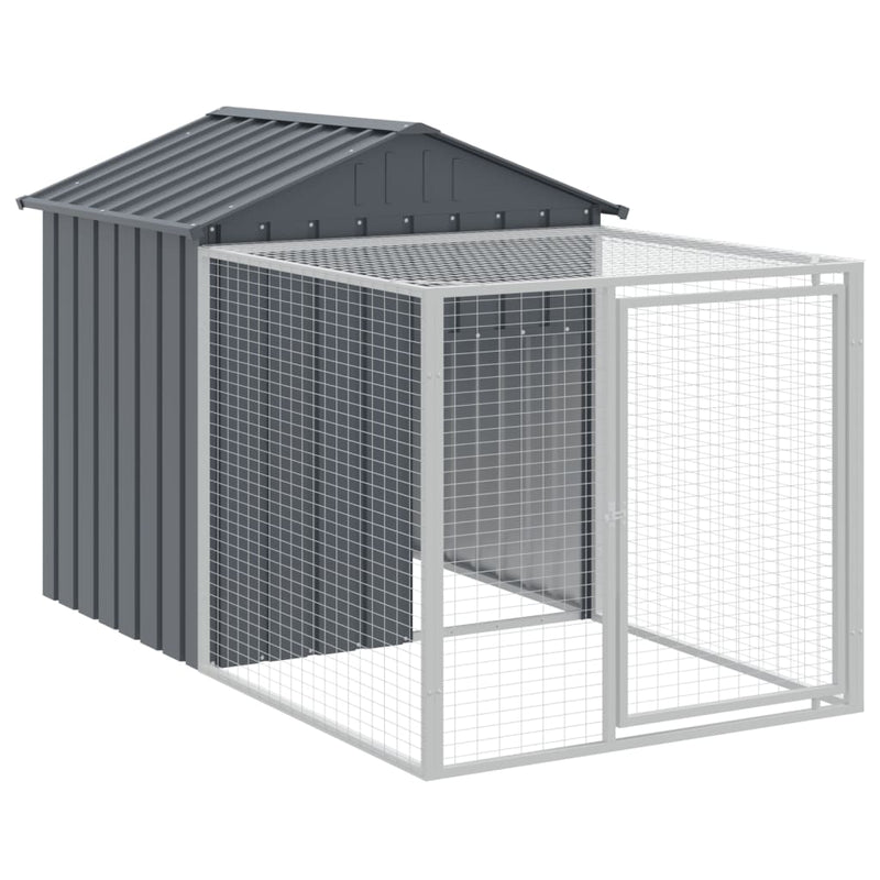 vidaXL antracit horganyzott acél tyúkketrec kifutóval 117x1221x123 cm
