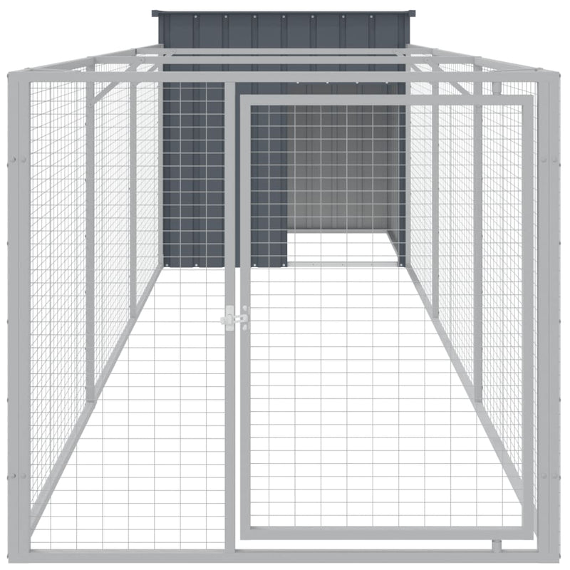 vidaXL antracit horganyzott acél kutyakennel kifutóval 110x405x110 cm