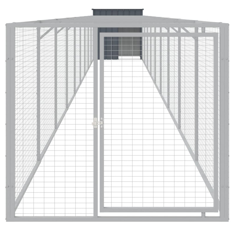 vidaXL antracit horganyzott acél kutyakennel kifutóval 110x1017x110 cm