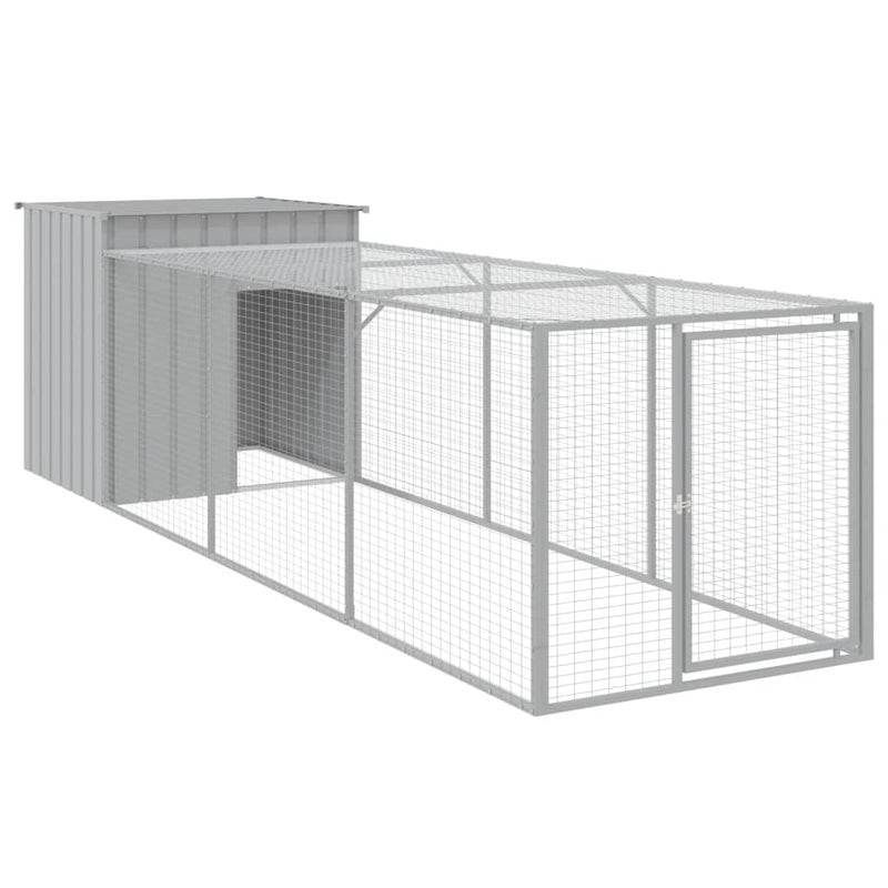 vidaXL világosszürke horganyzott acél tyúkketrec 110x405x110 cm