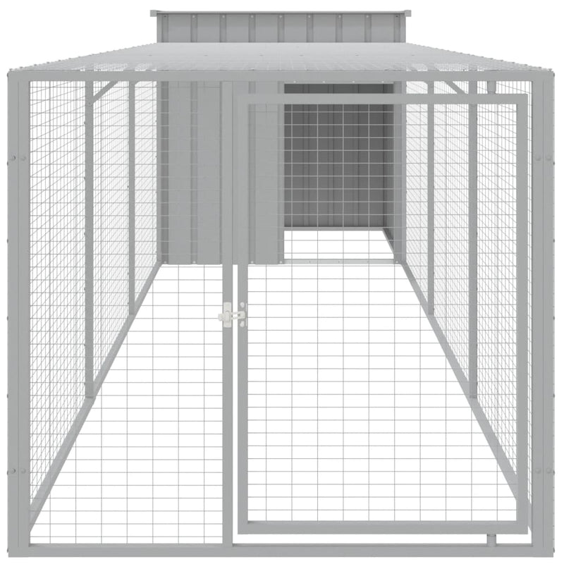 vidaXL világosszürke horganyzott acél tyúkketrec 110x405x110 cm