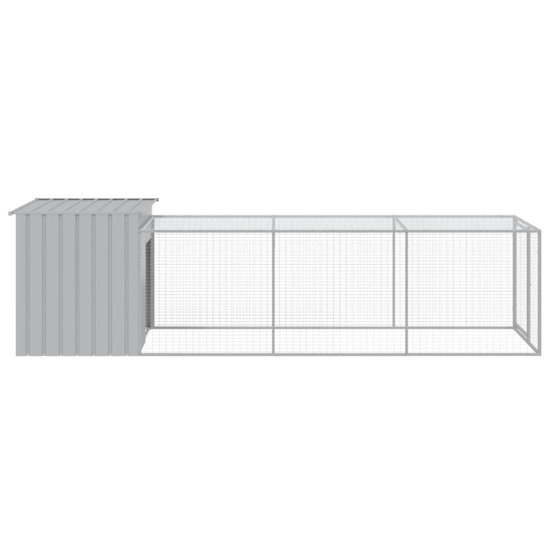 vidaXL világosszürke horganyzott acél tyúkketrec 110x405x110 cm