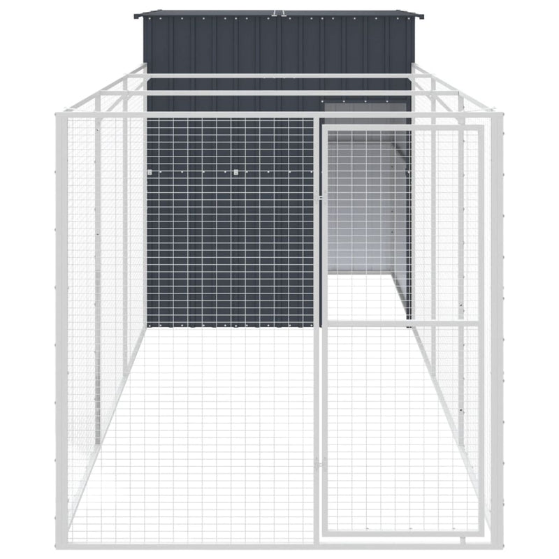 vidaXL antracitszürke horganyzott acél kutyakennel 165 x 455 x 181 cm