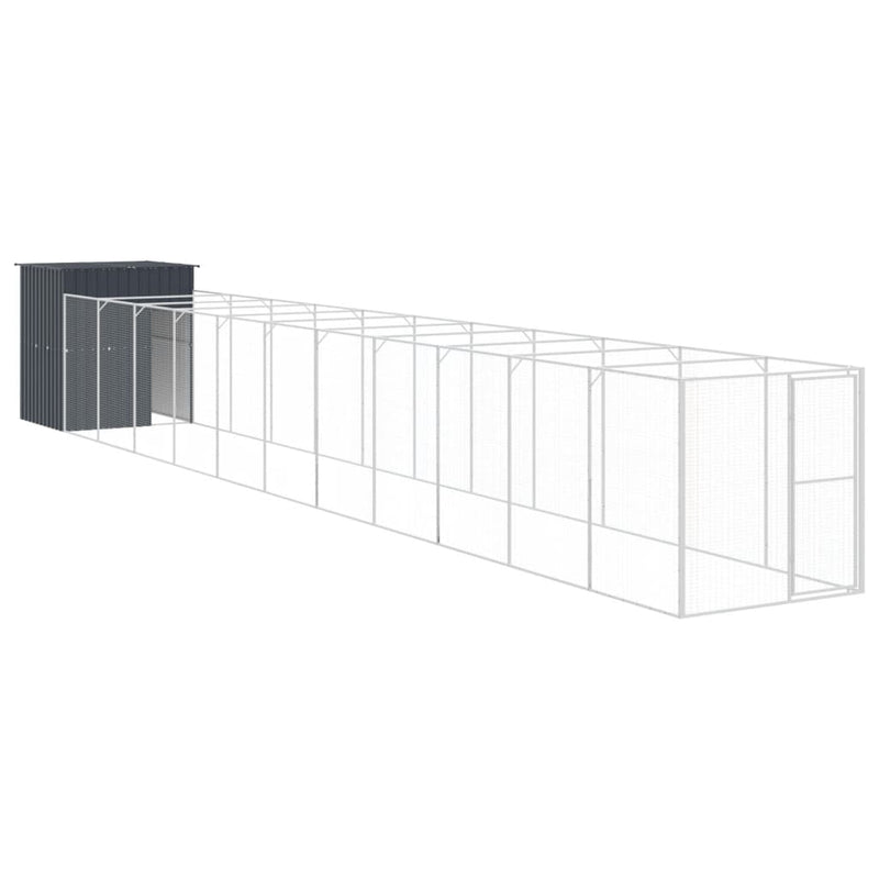 vidaXL antracitszürke horganyzott acél kutyakennel 165x1271x181 cm