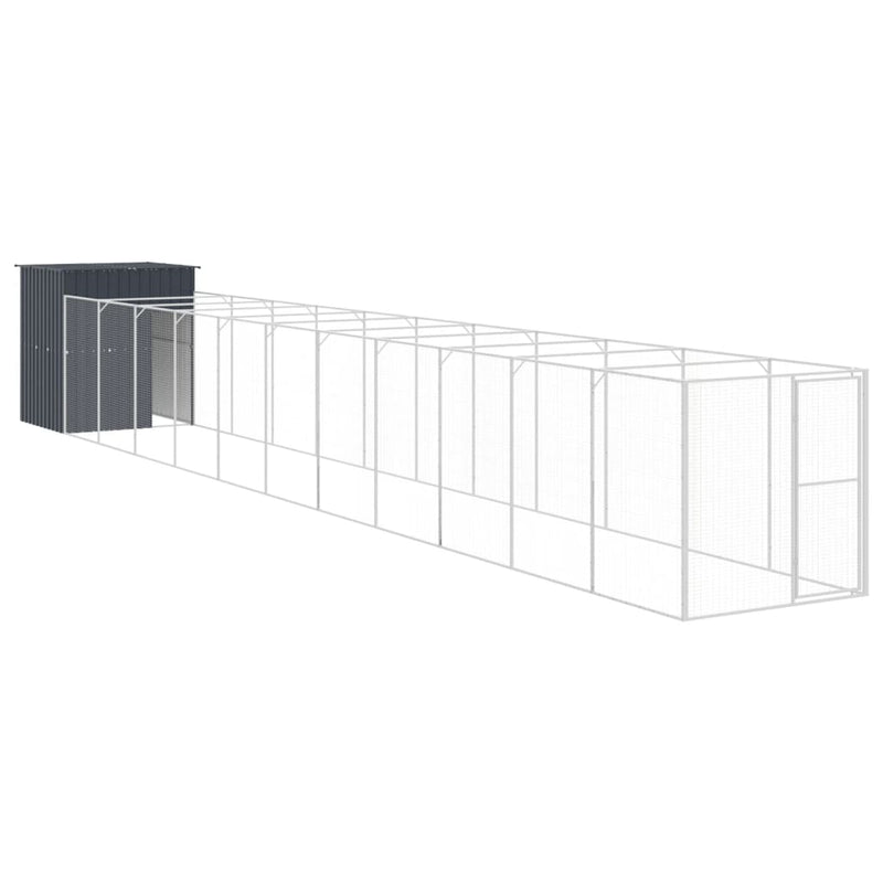 vidaXL antracitszürke horganyzott acél kutyakennel 165x1271x181 cm