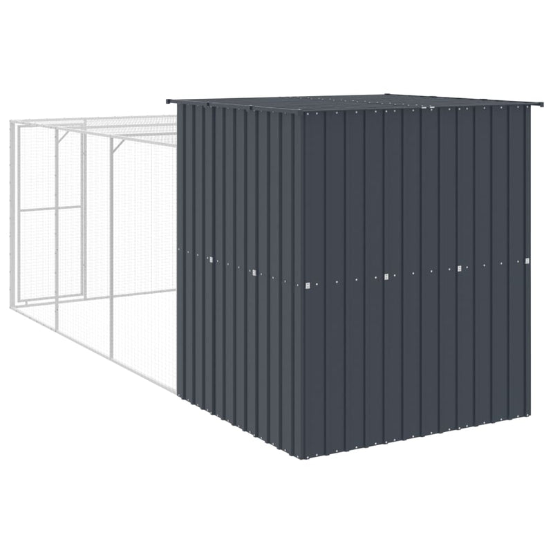 vidaXL antracit horganyzott acél tyúkketrec kifutóval 165x455x181 cm