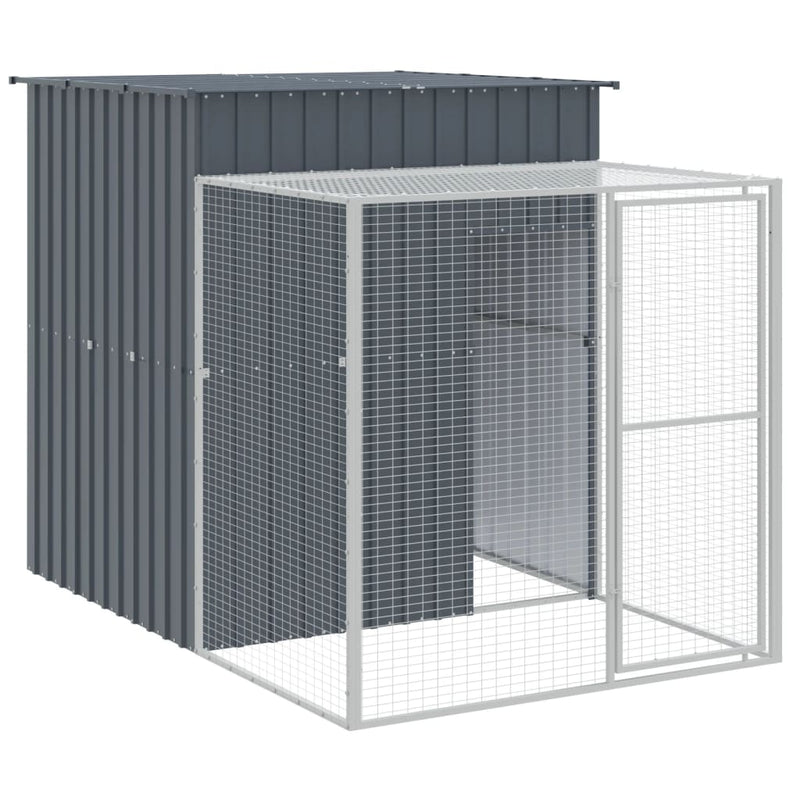 vidaXL antracit horganyzott acél tyúkketrec kifutóval 165x455x181 cm