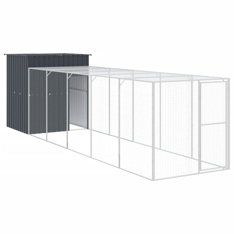 vidaXL antracit horganyzott acél tyúkketrec kifutóval 165x659x181 cm