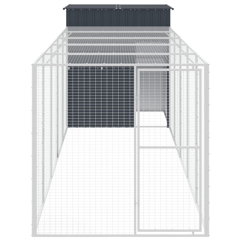 vidaXL antracit horganyzott acél tyúkketrec kifutóval 165x659x181 cm