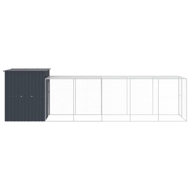 vidaXL antracit horganyzott acél tyúkketrec kifutóval 165x659x181 cm