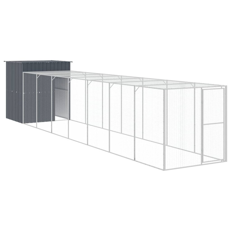 vidaXL antracit horganyzott acél tyúkketrec kifutóval 165x863x181 cm