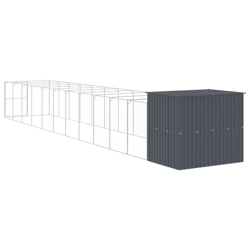 vidaXL antracitszürke horganyzott acél kutyakennel 214x1273x181 cm