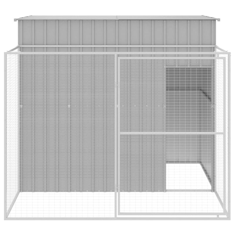 vidaXL világosszürke horganyzott acél tetős kutyakennel 214x253x181 cm
