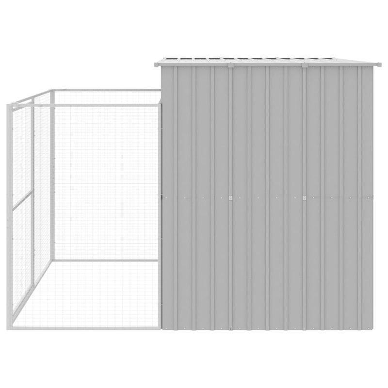 vidaXL világosszürke horganyzott acél tetős kutyakennel 214x253x181 cm