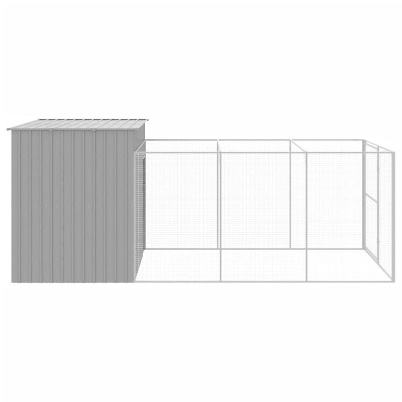 vidaXL világosszürke horganyzott acél kifutós kutyaház 214x457x181 cm