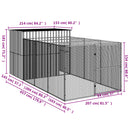 vidaXL világosszürke horganyzott acél kifutós kutyaház 214x457x181 cm