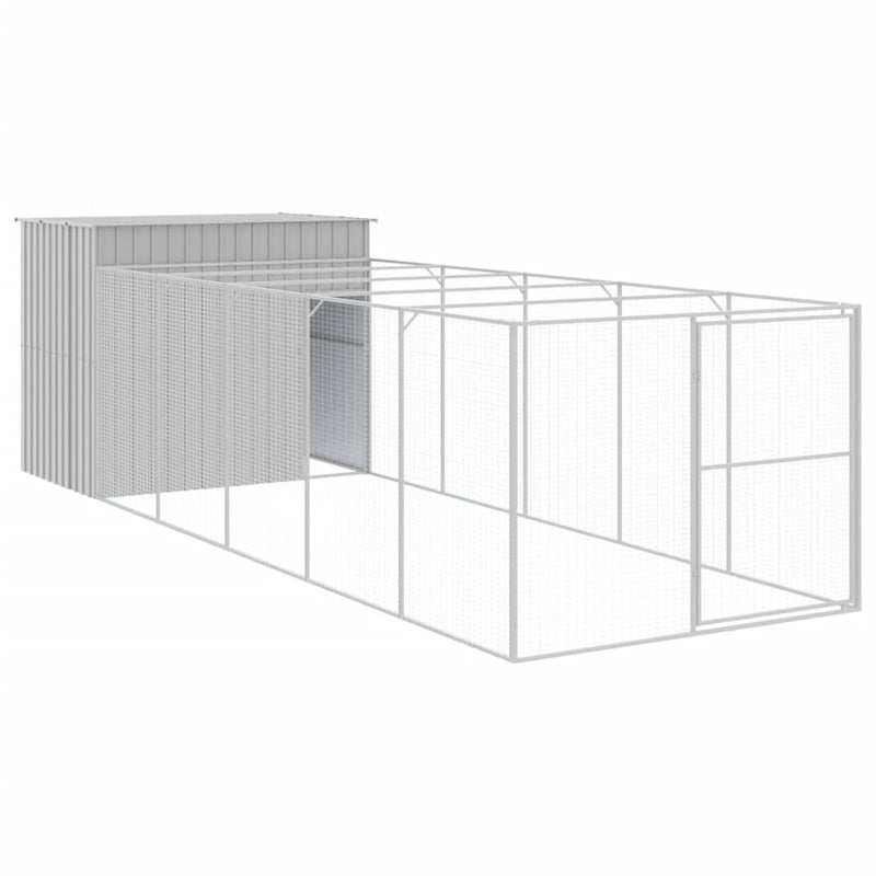 vidaXL világosszürke horganyzott acél tetős kutyakennel 214x661x181 cm
