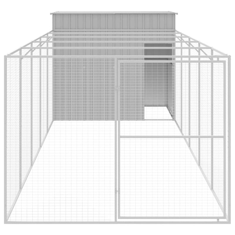 vidaXL világosszürke horganyzott acél tetős kutyakennel 214x661x181 cm