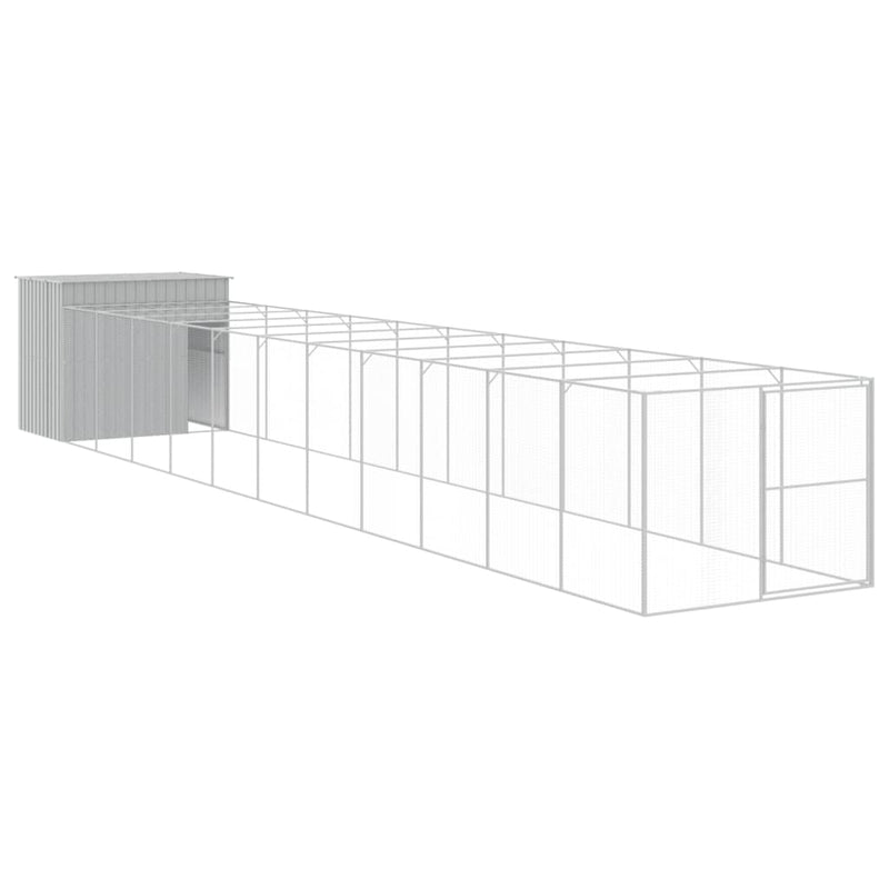 vidaXL világosszürke horganyzott acél tetős kutyakennel 214x1273x181cm
