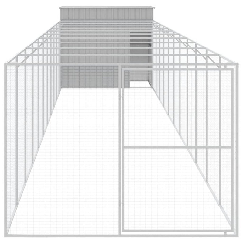 vidaXL világosszürke horganyzott acél tetős kutyakennel 214x1273x181cm