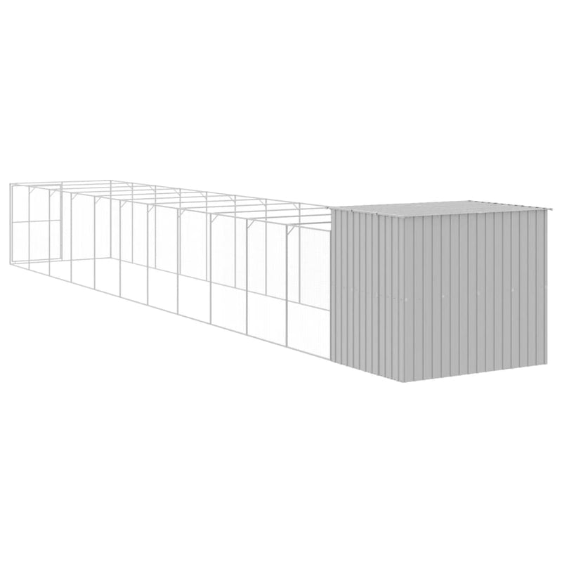 vidaXL világosszürke horganyzott acél tetős kutyakennel 214x1273x181cm