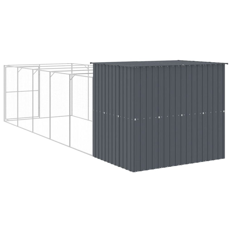 vidaXL antracitszürke horganyzott acél kutyakennel 214x661x181 cm