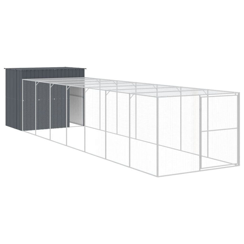 vidaXL antracitszürke horganyzott acél kutyakennel 214x865x181 cm