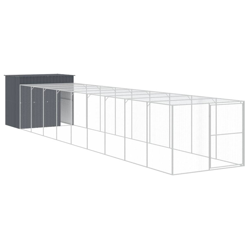 vidaXL antracitszürke horganyzott acél kutyakennel 214x1069x181 cm