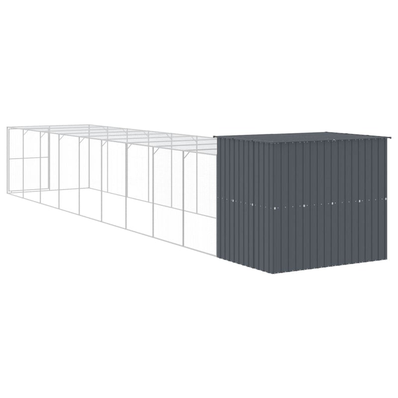 vidaXL antracitszürke horganyzott acél kutyakennel 214x1069x181 cm