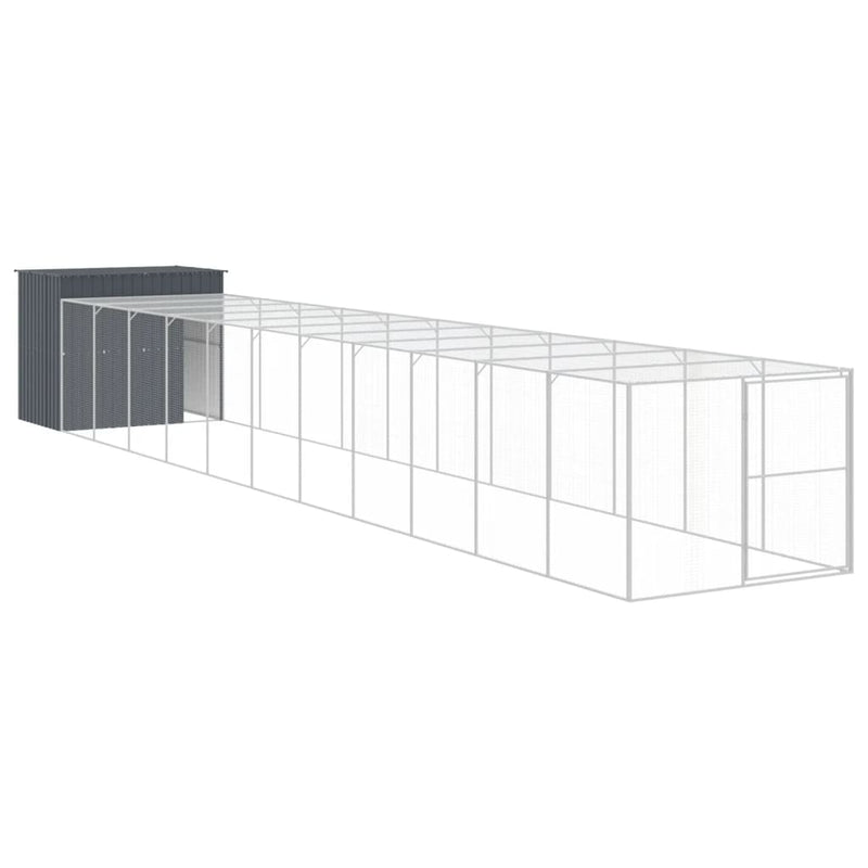 vidaXL antracitszürke horganyzott acél kutyakennel 214x1273x181 cm