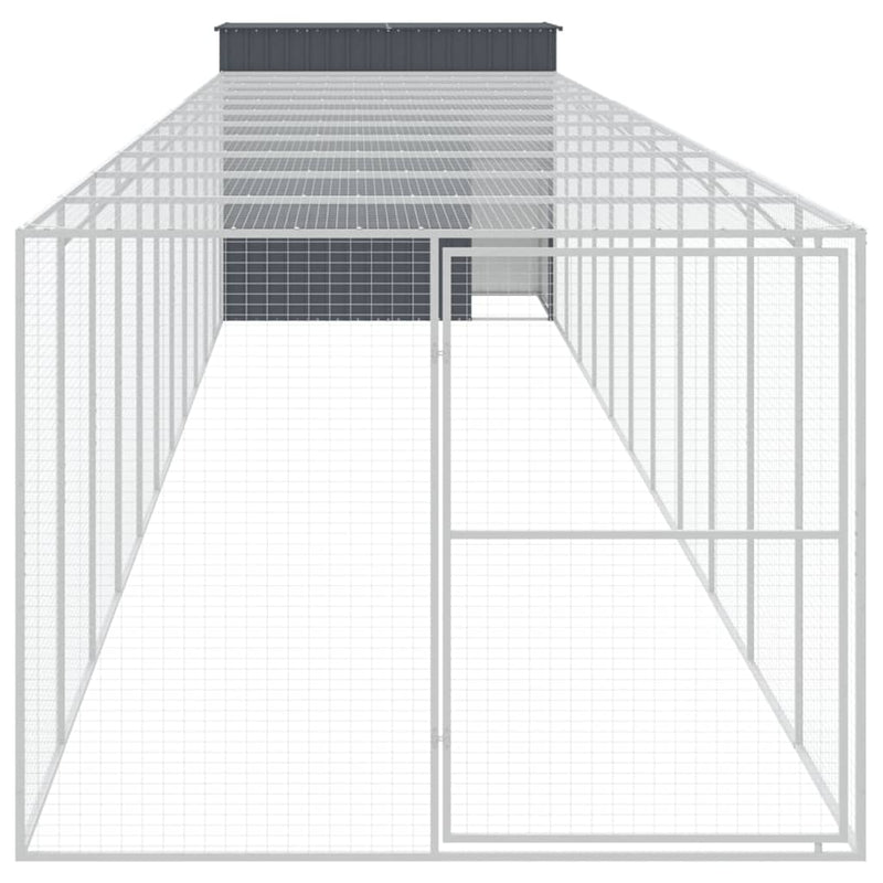 vidaXL antracitszürke horganyzott acél kutyakennel 214x1273x181 cm