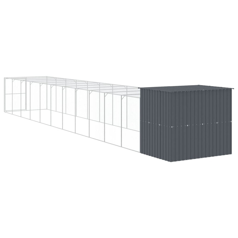 vidaXL antracitszürke horganyzott acél kutyakennel 214x1273x181 cm