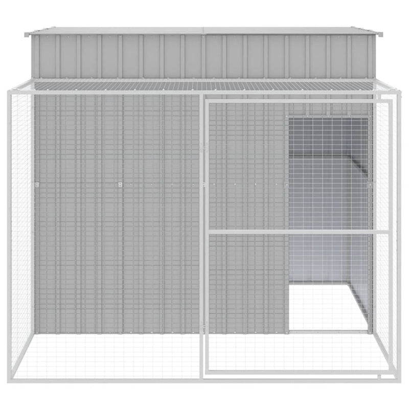 vidaXL világosszürke horganyzott acél tetős kutyakennel 214x253x181 cm