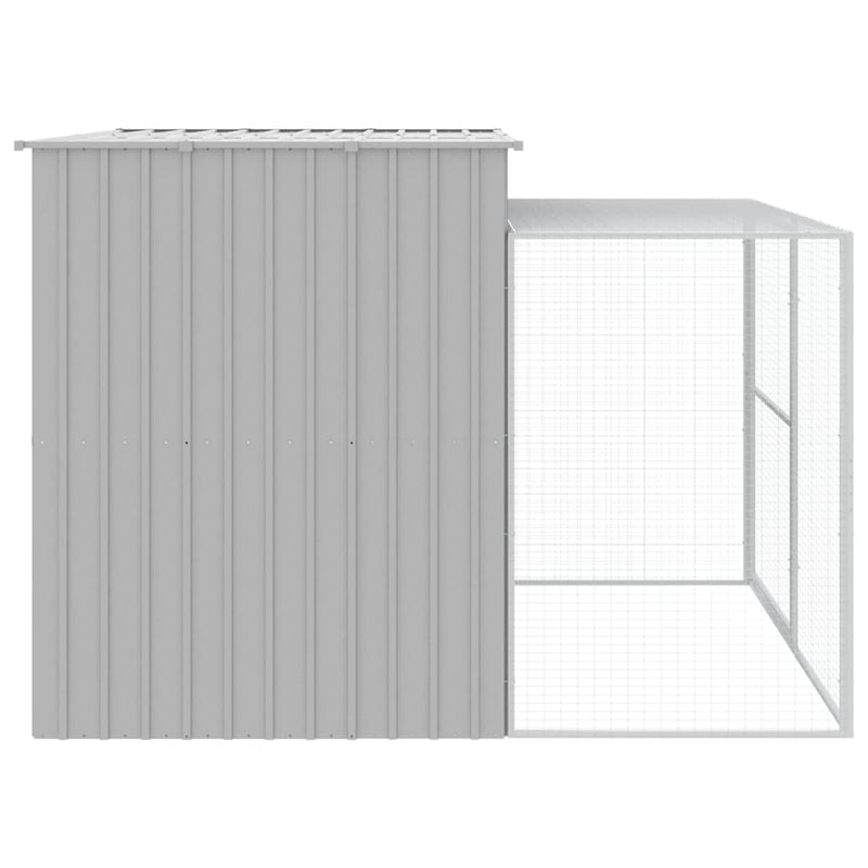 vidaXL világosszürke horganyzott acél tetős kutyakennel 214x253x181 cm